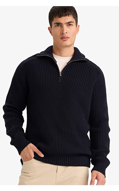 DeFacto Standart Fit Yarım Fermuarlı Triko Kazak