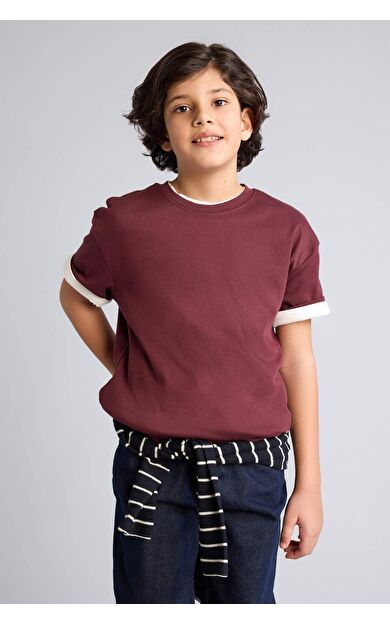DeFacto Oversıze Bisiklet Yaka Kısa Kollu Tişört Erkek Çocuk