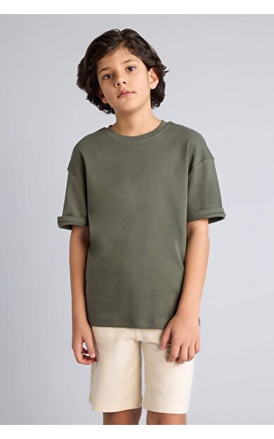 DeFacto Oversıze Bisiklet Yaka Kısa Kollu Tişört Erkek Çocuk