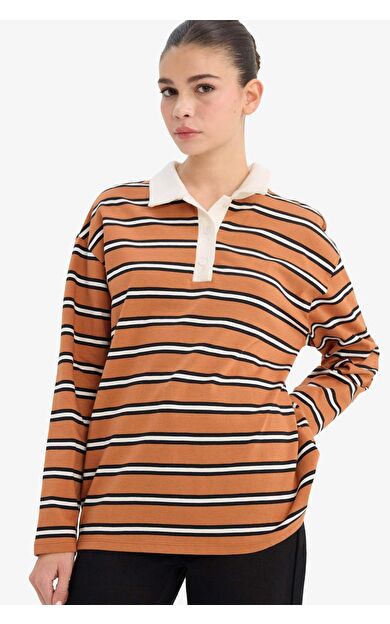 Loose Fit Polo Yaka Sweatshirt