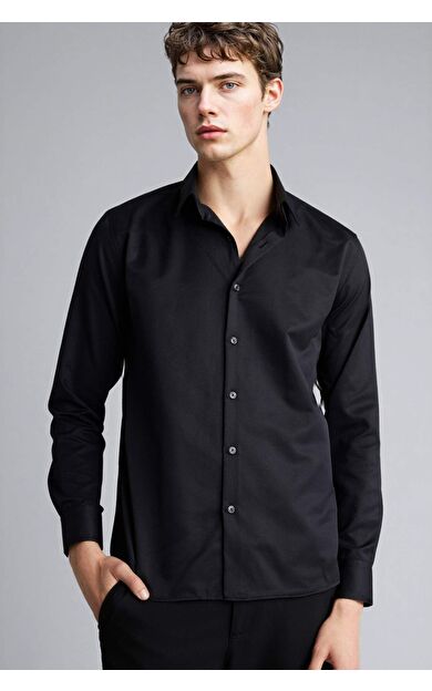 Slım Fıt Polo Yaka Uzun Kollu Gömlek