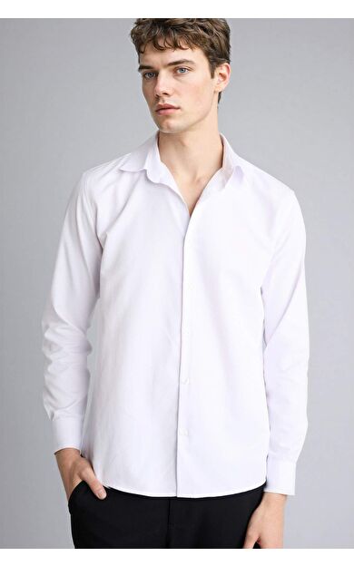 Slım Fıt Polo Yaka Uzun Kollu Gömlek