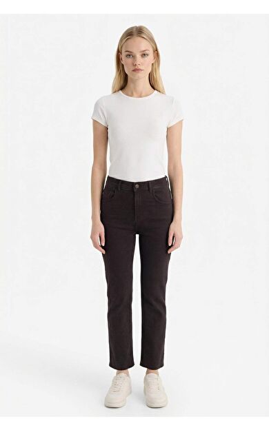 Crop Flare Fit Yüksek Bel Bilek Boy Jean Pantolon