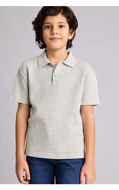 Regular Fıt Polo Yaka Pamuklu Kazak Erkek Çocuk