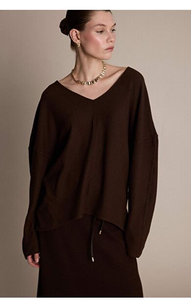 Relax Fit V Yaka Ribana Sweatshirt