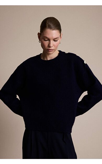 Oversize Geniş Kalıp Bisiklet Yaka Triko Kazak