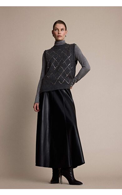 A Kesim Suni Deri Etek