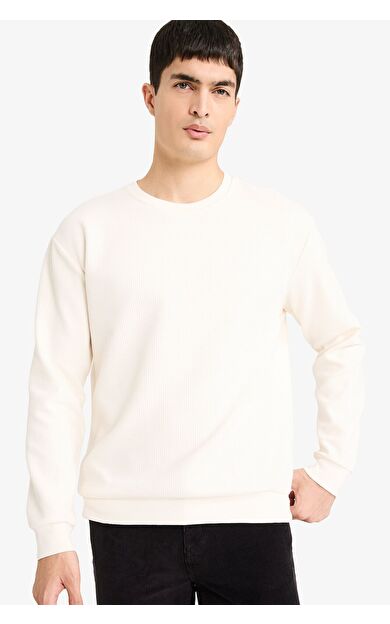DeFacto Bisiklet Yaka Waffle Sweatshirt