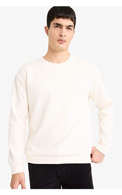 Bisiklet Yaka Waffle Sweatshirt