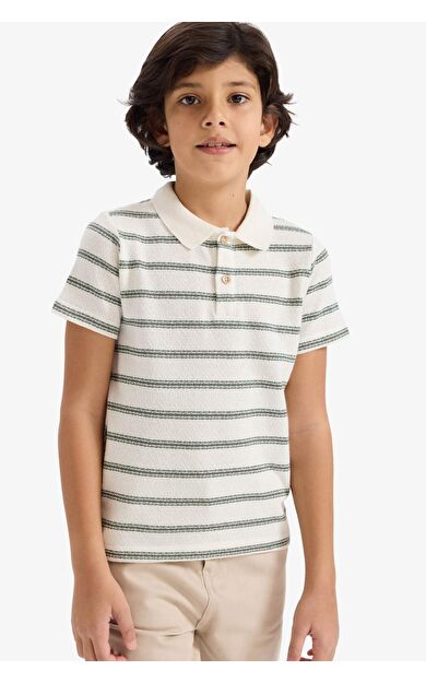 Erkek Çocuk Regular Fit Polo Yaka Çizgili Kısa Kollu Polo Tişört