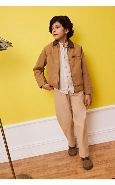 Erkek Çocuk Regular Fit Düz Paça Keten Karışımlı Pantolon