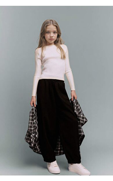 Kız Çocuk Balloon Fit Esnek Bantlı Paça Pantolon