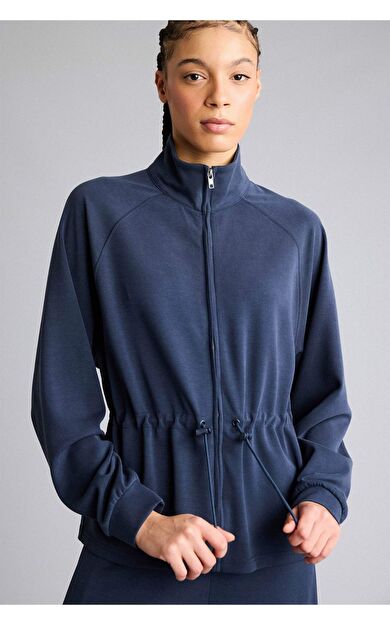 DeFacto Standart Fit Dik Yaka Fermuarlı Modal Hırka