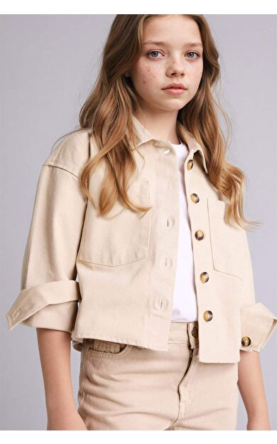 Gabardin Uzun Kollu Gömlek Kız Çocuk