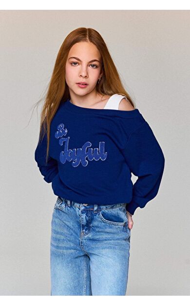 Kız Çocuk Carmen Yaka Sweatshirt