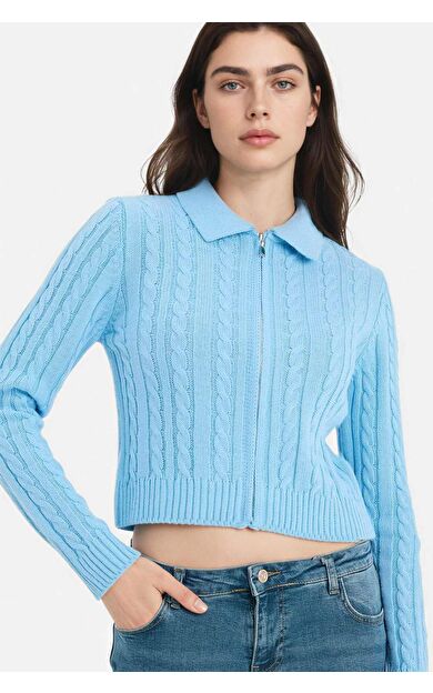 Slım Fıt Dar Kesim Polo Yaka Hırka