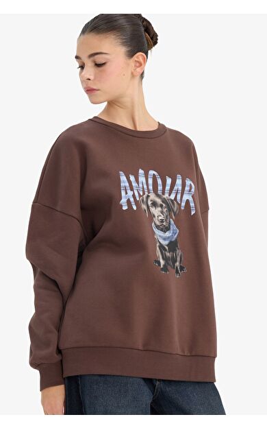DeFacto Oversize Baskılı Sweatshirt