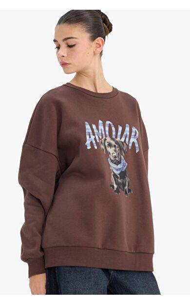 Oversize Baskılı Sweatshirt