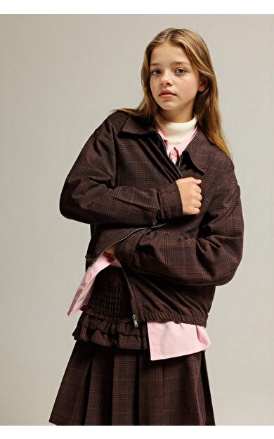 Kız Çocuk Kadife Fermuarlı Ceket