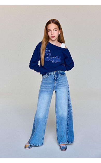 Kız Çocuk Wide Leg Geniş Paça Jean Pantolon