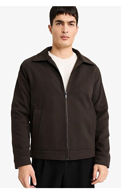 Regular Fit Gömlek Yaka Astarlı Fermuarlı Mont