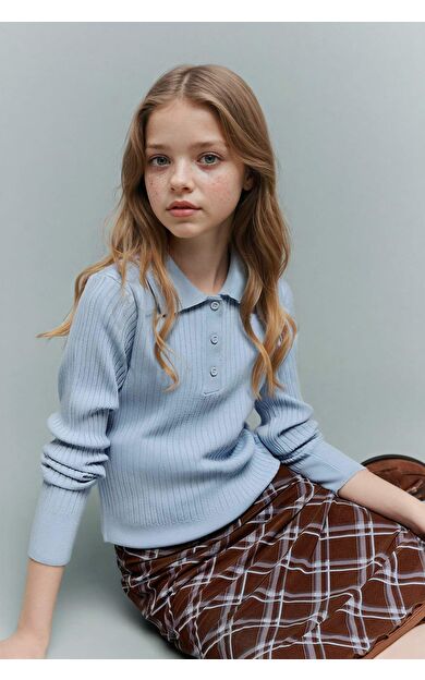 Kız Çocuk Polo Yaka Kazak