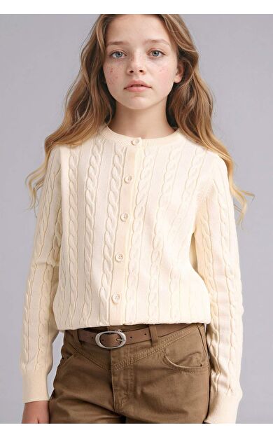 Bisiklet Yaka Hırka Kız Çocuk