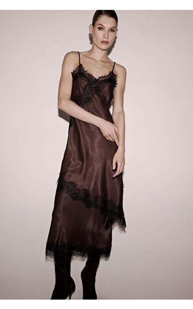 DeFacto Kalem Normal Bel Saten Midi Etek