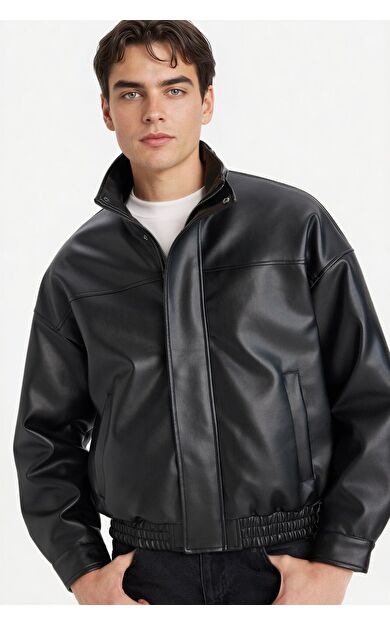 DeFacto Oversize Geniş Kalıp Dik Yaka Astarlı Fermuarlı Mont