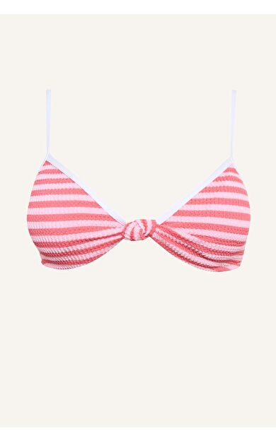 DeFacto Regular Fıt Kırışık Dokulu Pembe Bikini Üstü