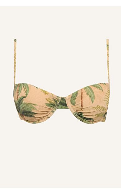 DeFacto Regular Fıt Floral Simli Kumaş Bikini Üstü