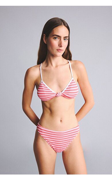 DeFacto Regular Fıt Kırışık Dokulu Pembe Bikini Altı