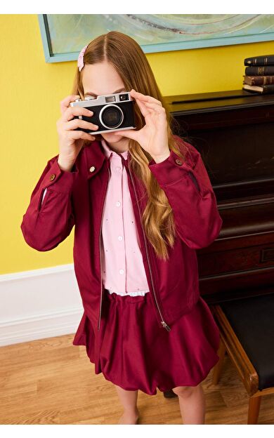 Regular Fıt Twill Uzun Kollu Gömlek Kız Çocuk