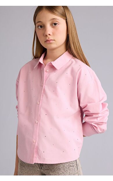 DeFacto Kız Çocuk Regular Fit Poplin Uzun Kollu Gömlek