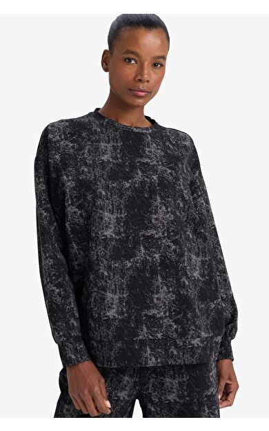 Oversize Geniş Kalıp Bisiklet Yaka Sporcu Sweatshirt