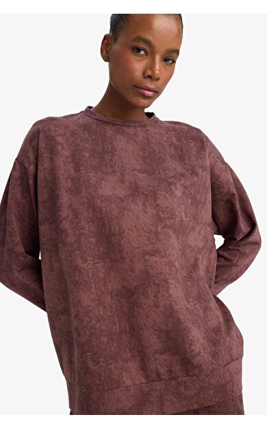 Oversize Geniş Kalıp Bisiklet Yaka Sporcu Sweatshirt