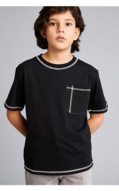 New Regular Fıt Bisiklet Yaka Kısa Kollu Tişört Erkek Çocuk