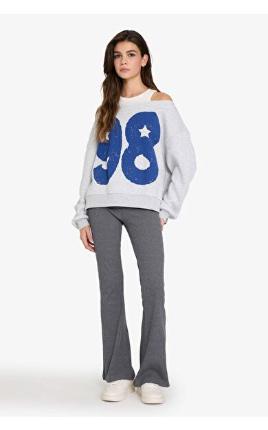 Oversize Geniş Kalıp Baskılı Kalın Kumaş Sweatshirt