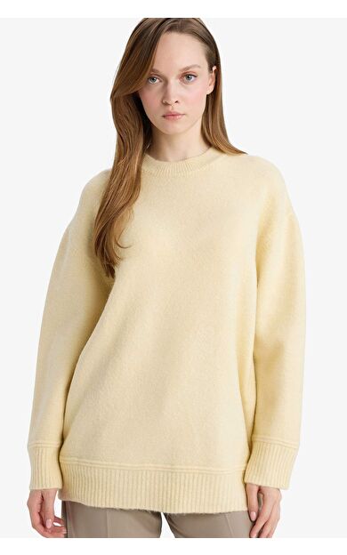 Loose Fit Bisiklet Yaka Triko Kazak Tunik