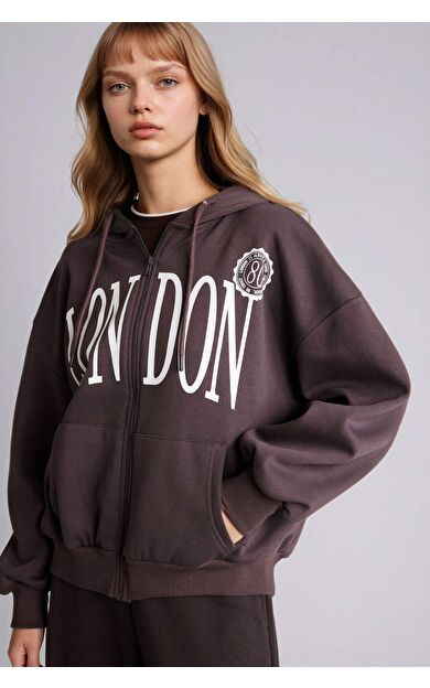 Oversize Geniş Kalıp Baskılı Kalın Kumaş Hırka