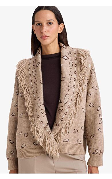 Oversize Geniş Kalıp Şal Yaka Triko Hırka