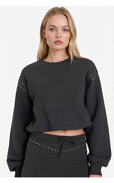 DeFacto Oversize Geniş Kalıp Bisiklet Yaka Kalın Kumaş Sweatshirt