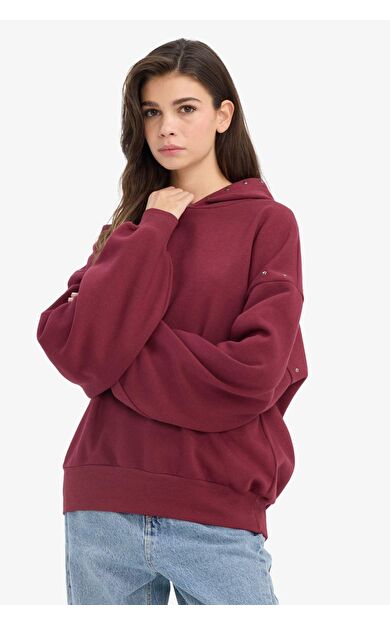 Oversize Geniş Kalıp Kapüşonlu Kalın Kumaş Sweatshirt