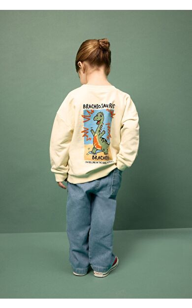 DeFacto Oversıze Geniş Kalıp Bisiklet Yaka Sweatshirt Kumaşı Sweatshirt Erkek Bebek