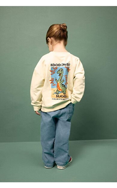 Oversıze Geniş Kalıp Bisiklet Yaka Sweatshirt Kumaşı Sweatshirt Erkek Bebek