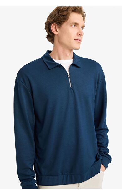 DeFacto Regular Fit Polo Yaka Sweatshirt
