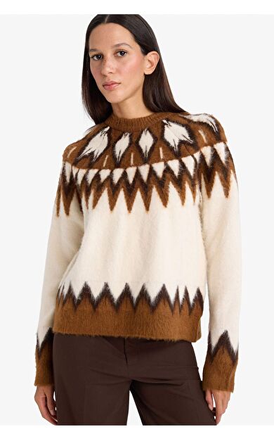 Oversize Geniş Kalıp Bisiklet Yaka Triko Kazak