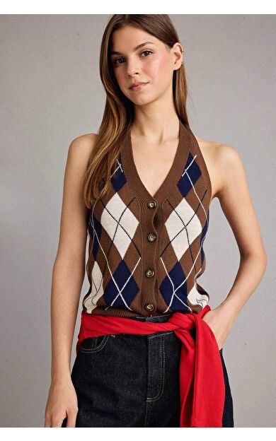 Slim Fit Dar Kesim Halter Yaka Yelek