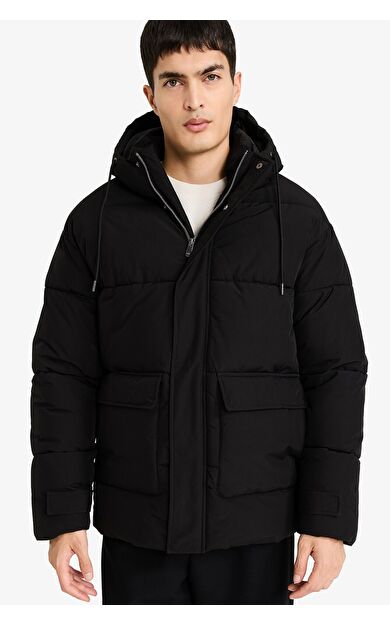 DeFacto Slim Fit Dar Kesim Kapüşonlu Astarlı Fermuarlı Su Geçirmez Mont