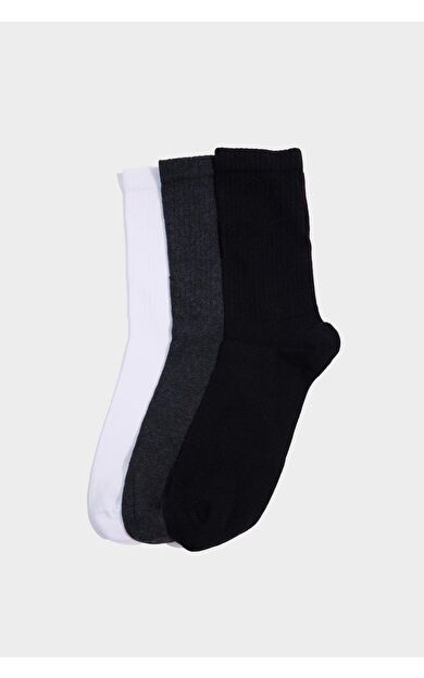 Erkek Rahat Lastikli 3'lü Pamuklu Uzun Çorap